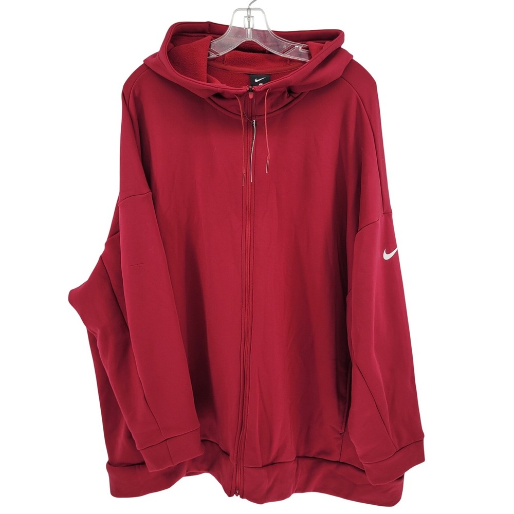 NEW Nike Mens 3X Red Full Zip Hoodie Loose Fit Fleece Lined Nike Logo Sweatshirt